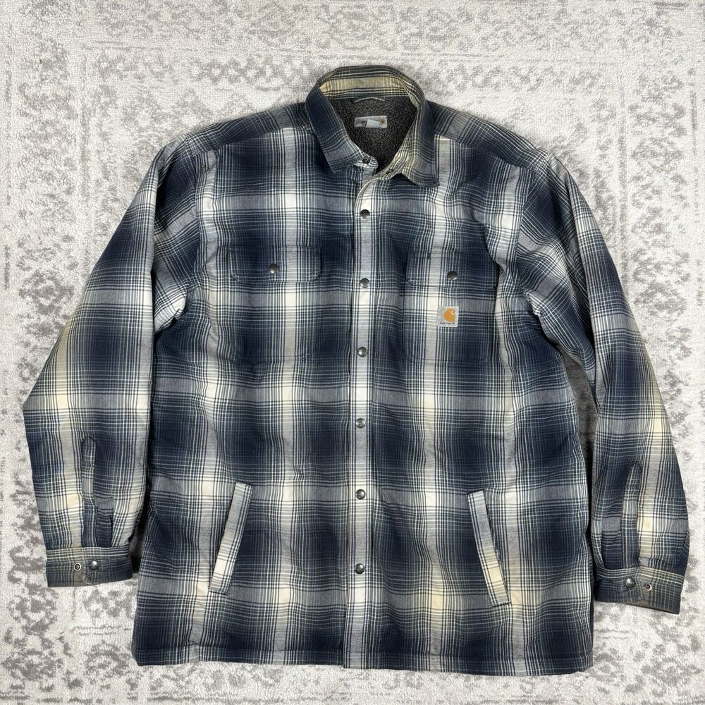 Carhartt Plaid Lined Button Up Long Sleeve Jacket 103353 Mens 2XL Regular